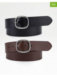 Levi's Skórzane paski (2 szt.) w kolorze brązowo-czarnym rozmiar: 85. Brązowe paski damskie Levi's, bez wzorów, z materiału. Za 101.47 zł.