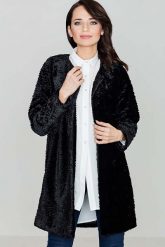 Czarna Elegancka Futrzana Kurtka bez Zapięcia. Czarne kurtki damskie Katrus, m, bez wzorów, z futra, bez kaptura. Za 319.00 zł.