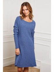 So Cachemire Sukienka dzianinowa "Groland" w kolorze niebieskim rozmiar: M. Niebieskie sukienki damskie So Cachemire, bez wzorów, z dzianiny, bez ramiączek. Za 189.29 zł.