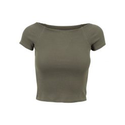 Koszulka damska Urban Classic Off. Zielone bluzki damskie Urban Classics, bez wzorów, bez kołnierzyka, bez ramiączek. W wyprzedaży za 39.00 zł.