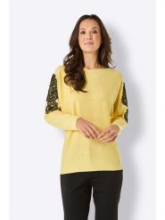 WITT WEIDEN Bluzka w kolorze żółtym rozmiar: 46. Żółte bluzki damskie WITT WEIDEN, z aplikacjami, z kaszmiru, bez kołnierzyka, bez ramiączek. Za 130.50 zł.