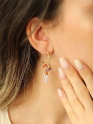 Pierres delicates Pozłacane kolczyki-półkreole z perłami i ametystami rozmiar: onesize. Różowe kolczyki damskie Pierres delicates, z ametystem, pozłacane. Za 52.99 zł.