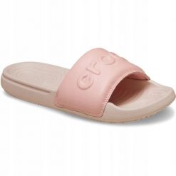 Klapki Dla Dorosłych Crocs All Day Slide. Czerwone klapki damskie Crocs, bez wzorów, z materiału, bez obcasa, bez zapięcia. Za 139.99 zł.