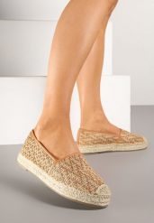 Ciemnobeżowe Espadryle z Plecionym Sznurkiem Nimiorra. Brązowe espadryle damskie Renee, bez wzorów, bez obcasa, na płaskiej podeszwie. Za 59.99 zł.