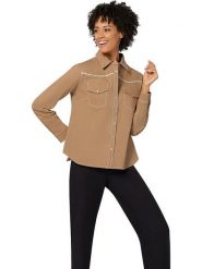 WITT WEIDEN Bluzka dżinsowa w kolorze jasnobrązowym rozmiar: 42. Brązowe bluzki damskie WITT WEIDEN, bez wzorów, bez kołnierzyka, bez ramiączek. Za 56.66 zł.