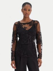 Rinascimento Bluzka CFC0126427003 Czarny Slim Fit. Czarne bluzki damskie Rinascimento, s, bez wzorów, z syntetyku, bez kołnierzyka, bez ramiączek. Za 339.99 zł.