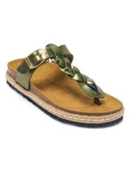 Mandel Japonki w kolorze zielonym rozmiar: 38. Zielone klapki damskie Mandel, bez wzorów, z otwartym noskiem, bez obcasa, bez zapięcia. Za 130.99 zł.