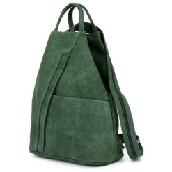 Ciemno- Zielony Vera Pelle Włoski Plecak Skórzany Damski Mały T53. Zielone plecaki Vera pelle, bez wzorów, ze skóry. Za 179.99 zł.