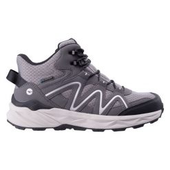 Buty Hi-Tec Henk Mid 92800622344 z membraną szare. Szare obuwie trekkingowe damskie z gumy, bez zapięcia. Za 306.83 zł.