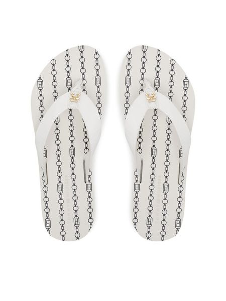 Tommy Hilfiger Japonki Th Chain Print FW0FW08514 Biały. Białe klapki damskie Tommy Hilfiger, bez wzorów, z materiału, bez obcasa, bez zapięcia. Za 119.99 zł.