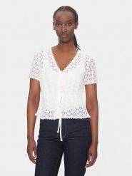 Morgan Bluzka 231-DATE Biały Slim Fit. Białe bluzki damskie Morgan, m, bez wzorów, z syntetyku, bez kołnierzyka, bez ramiączek. Za 129.99 zł.