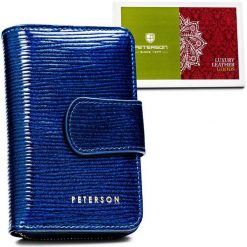Portfel damski Peterson PTN 76115-PR niebieski. Niebieskie portfele damskie Peterson, bez wzorów, ze skóry. Za 97.99 zł.