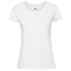 Koszulka Damska Iconic 195 Plain T-shirt. Białe koszulki damskie Fruit of the Loom, bez wzorów, bez kołnierzyka, bez ramiączek. Za 36.99 zł.