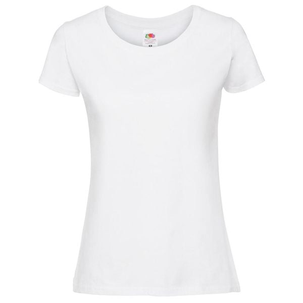 Koszulka Damska Iconic 195 Plain T-shirt. Białe koszulki damskie Fruit of the Loom, bez wzorów, bez kołnierzyka, bez ramiączek. Za 36.99 zł.