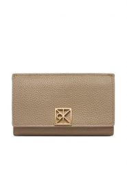 Calvin Klein Portfel Emblem Hw Pebble Snap Cardholder LV04F1127G Beżowy. Brązowe portfele damskie Calvin Klein, bez wzorów, ze skóry. Za 249.99 zł.
