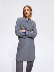 Płaszcz z domieszką wełny - szary. Szare płaszcze damskie Reserved, l, bez wzorów, z tkaniny, bez kaptura. Za 259.99 zł.