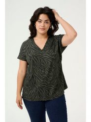 Kaffe Bluzka w kolorze czarno-oliwkowym rozmiar: S. Brązowe bluzki damskie Kaffe, s, bez wzorów, bez kołnierzyka, bez ramiączek. Za 69.58 zł.