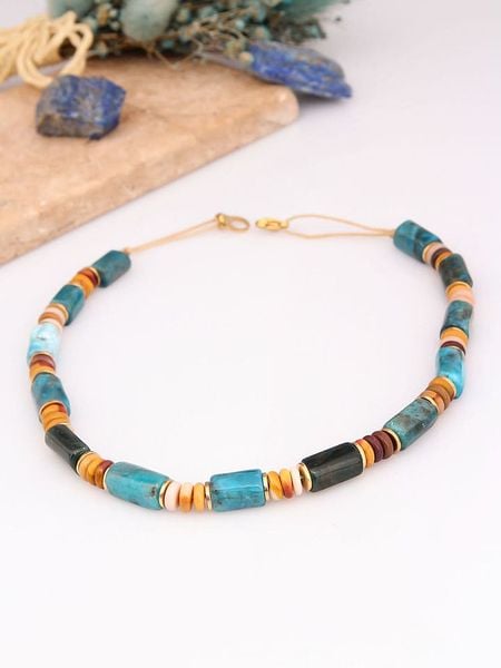 Charlize Pozłacany naszyjnik z kamieniami szlachetnymi - dł. 45 cm rozmiar: onesize. Brązowe naszyjniki damskie Charlize, z turkusem, pozłacane. Za 122.09 zł.