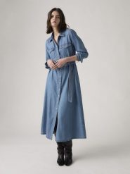 Levi's Sukienka dżinsowa w kolorze błękitnym rozmiar: M. Niebieskie sukienki damskie Levi's, bez wzorów, z tkaniny, bez ramiączek. Za 209.82 zł.