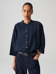 OPUS Bluzka "Fanari" w kolorze granatowym rozmiar: 34. Niebieskie bluzki damskie Opus, bez wzorów, bez kołnierzyka, bez ramiączek. Za 154.95 zł.