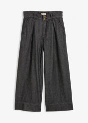 Jeansy wide leg o skróconej długości. Czarne jeansy damskie bonprix. Za 129.99 zł.