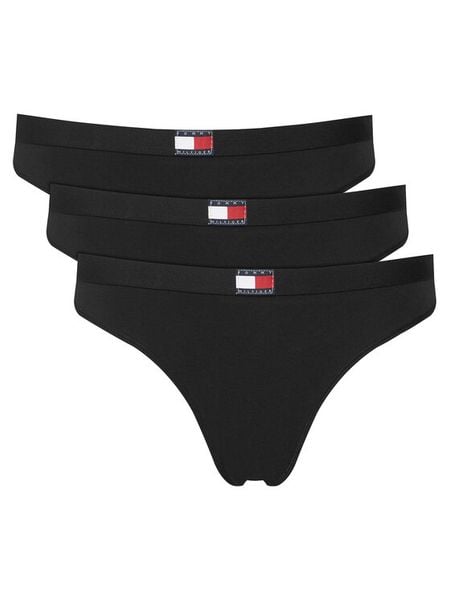 Tommy Hilfiger Komplet stringów UW0UW06139 Czarny. Czarne komplety bielizny Tommy Hilfiger, bez wzorów, z bawełny. Za 134.99 zł.
