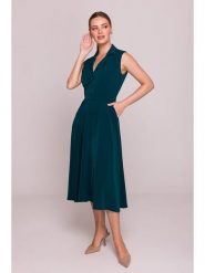 Stylove Sukienka w kolorze ciemnozielonym rozmiar: XL. Zielone sukienki damskie Stylove, bez wzorów, bez ramiączek. Za 286.16 zł.