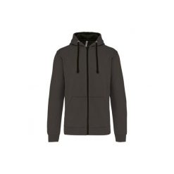 Bluza z kapturem z kontrastowym zamkiem błyskawicznym Kariban. Czarne bluzy damskie KARIBAN, m, bez wzorów, z bawełny, z kapturem. Za 180.00 zł.