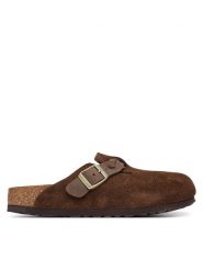Birkenstock Klapki Boston Braided 1031716 Brązowy. Brązowe klapki damskie Birkenstock, bez wzorów, ze skóry, bez obcasa, bez zapięcia. Za 719.99 zł.