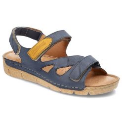 Niebieskie Sandały Pollonus Damskie Skórzane Buty. Niebieskie sandały damskie Pollonus, bez wzorów, ze skóry, bez obcasa, bez zapięcia. Za 169.00 zł.