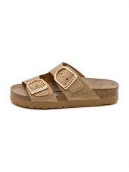 Billowy Skórzane klapki w kolorze beżowym rozmiar: 39. Brązowe klapki damskie Billowy, bez wzorów, z otwartym noskiem, bez obcasa, bez zapięcia. Za 152.99 zł.