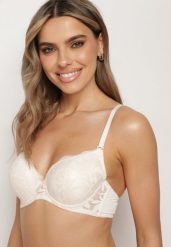 Jasnobeżowy Koronkowy Biustonosz Full Cup Ellamai. Brązowe biustonosze Born2be, bez wzorów, z koronki. Za 19.99 zł.