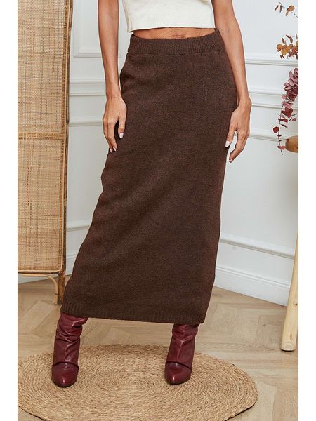 So Cachemire Spódnica dzianinowa "Doristo" w kolorze brązowym rozmiar: S. Brązowe spódnice damskie So Cachemire, na co dzień, s, bez wzorów, z dzianiny, maxi. Za 169.67 zł.