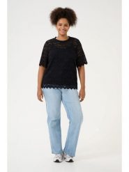 KAFFE curve Bluzka "Jaida" w kolorze czarnym rozmiar: XL. Czarne bluzki damskie KAFFE curve, xl, bez wzorów, z koronki, bez kołnierzyka, bez ramiączek. Za 86.45 zł.