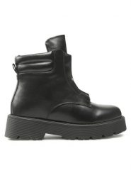 Jenny Fairy Botki WS5870-01 Czarny. Czarne botki damskie Jenny Fairy, ze skóry, bez obcasa, na płaskiej podeszwie, bez zapięcia. Za 199.99 zł.