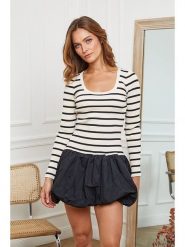 Joséfine Sukienka "Colemara" w kolorze kremowo-czarnym rozmiar: L. Brązowe sukienki damskie Joséfine, bez wzorów, bez ramiączek. Za 152.99 zł.