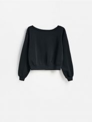 Gładka bluza z modalem - czarny. Czarne bluzy damskie Reserved, l, bez wzorów, z dzianiny, bez kaptura. Za 119.99 zł.