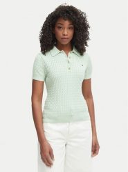 Tommy Hilfiger Sweter WW0WW41474 Zielony Regular Fit. Zielone swetry klasyczne damskie Tommy Hilfiger, s, z bawełny, bez kołnierzyka. Za 529.99 zł.