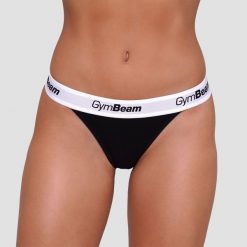 Stringi damskie z elastycznym pasem czarne 3Pack. Czarne stringi GYMBEAM, bez wzorów, z bawełny. Za 76.90 zł.