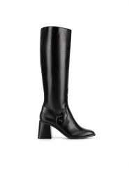 MEXX Kozaki MI001806243W Czarny. Czarne kozaki damskie Mexx, z materiału, bez obcasa, na słupku, bez zapięcia. Za 449.99 zł.