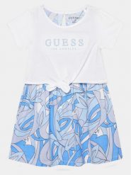 Guess Sukienka codzienna K4GK10 K6YW3 Biały Regular Fit. Białe sukienki dziewczęce Guess, z aplikacjami, z bawełny, bez ramiączek, proste. Za 329.99 zł.