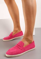 Fuksjowe Mokasyny z Imitacji Zamszu z Plecionką Wokół Podeszwy Lieanna. Czerwone mokasyny damskie Born2be, bez obcasa. Za 49.99 zł.