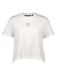 Vero Moda Koszulka w kolorze białym rozmiar: L. Białe bluzki damskie Vero Moda, l, bez wzorów, z bawełny, bez kołnierzyka, bez ramiączek. Za 57.06 zł.