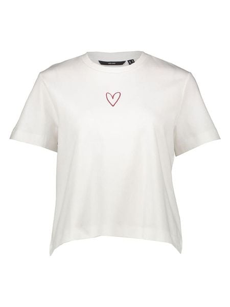 Vero Moda Koszulka w kolorze białym rozmiar: L. Białe bluzki damskie Vero Moda, l, bez wzorów, z bawełny, bez kołnierzyka, bez ramiączek. Za 68.95 zł.
