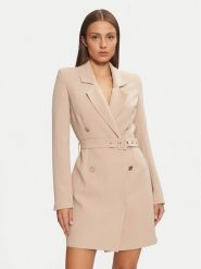 Guess Sukienka koktajlowa Leonie W4BK46 WGLO2 Beżowy Regular Fit. Brązowe sukienki damskie Guess, z aplikacjami, z syntetyku, wizytowe, bez ramiączek. Za 539.99 zł.