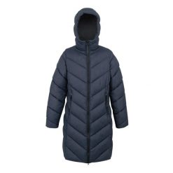 Kurtka puchowa z kapturem dla kobiet Regatta Andia II. Niebieskie kurtki damskie Regatta, bez wzorów, z puchu, z kapturem. Za 229.99 zł.