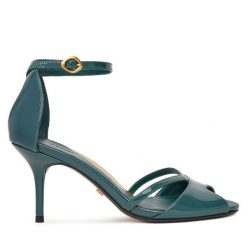 Sandały GINO ROSSI. Niebieskie sandały damskie Gino Rossi, bez wzorów, bez obcasa, na szpilce, bez zapięcia. Za 349.99 zł.