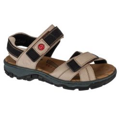 Sandały Rieker Sandals 68851-80 beżowy. Brązowe sandały damskie bez wzorów, z gumy, z otwartym noskiem, bez obcasa, bez zapięcia. Za 374.33 zł.