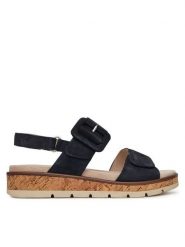 Caprice Sandały 9-28714-44 Niebieski. Niebieskie sandały damskie Caprice, bez wzorów, ze skóry, bez obcasa, na płaskiej podeszwie, bez zapięcia. Za 239.99 zł.