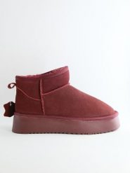 Bellucci Skórzane botki w kolorze bordowym rozmiar: 41. Czerwone botki damskie Bellucci, bez obcasa, na platformie, bez zapięcia. Za 152.99 zł.